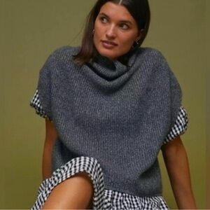 Anthropologie Cashmere Charcoal Crop Sweater Vest